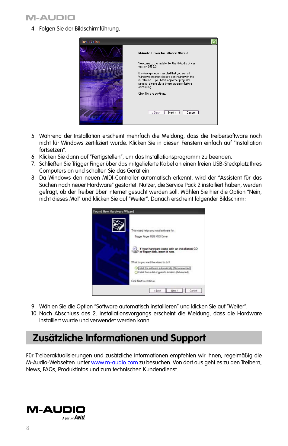 Zusätzliche informationen und support | M-AUDIO Drums User Manual | Page 7 / 14