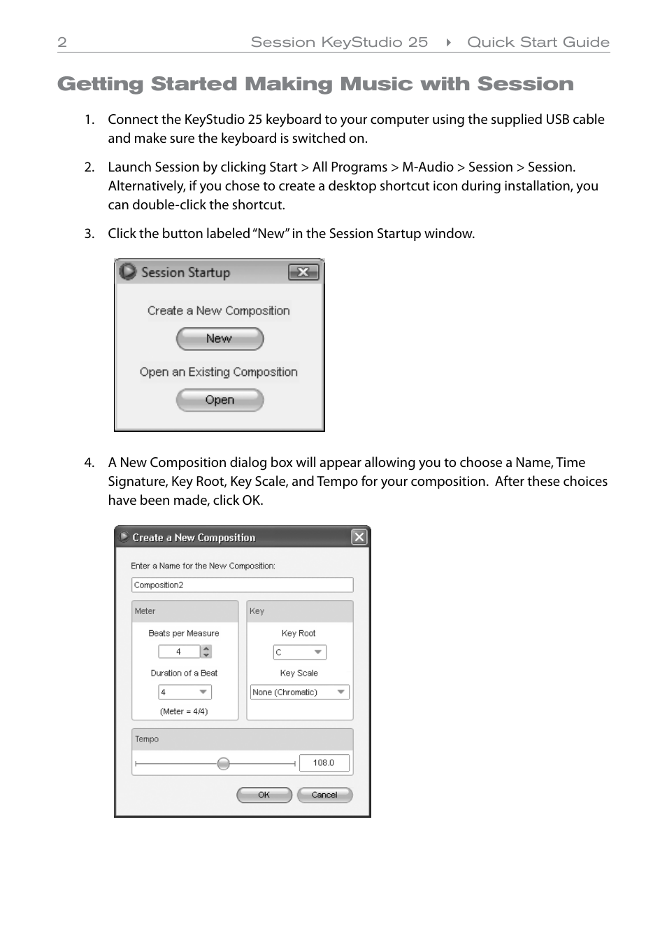 Getting started making music with session | M-AUDIO 25 User Manual | Page 3 / 10