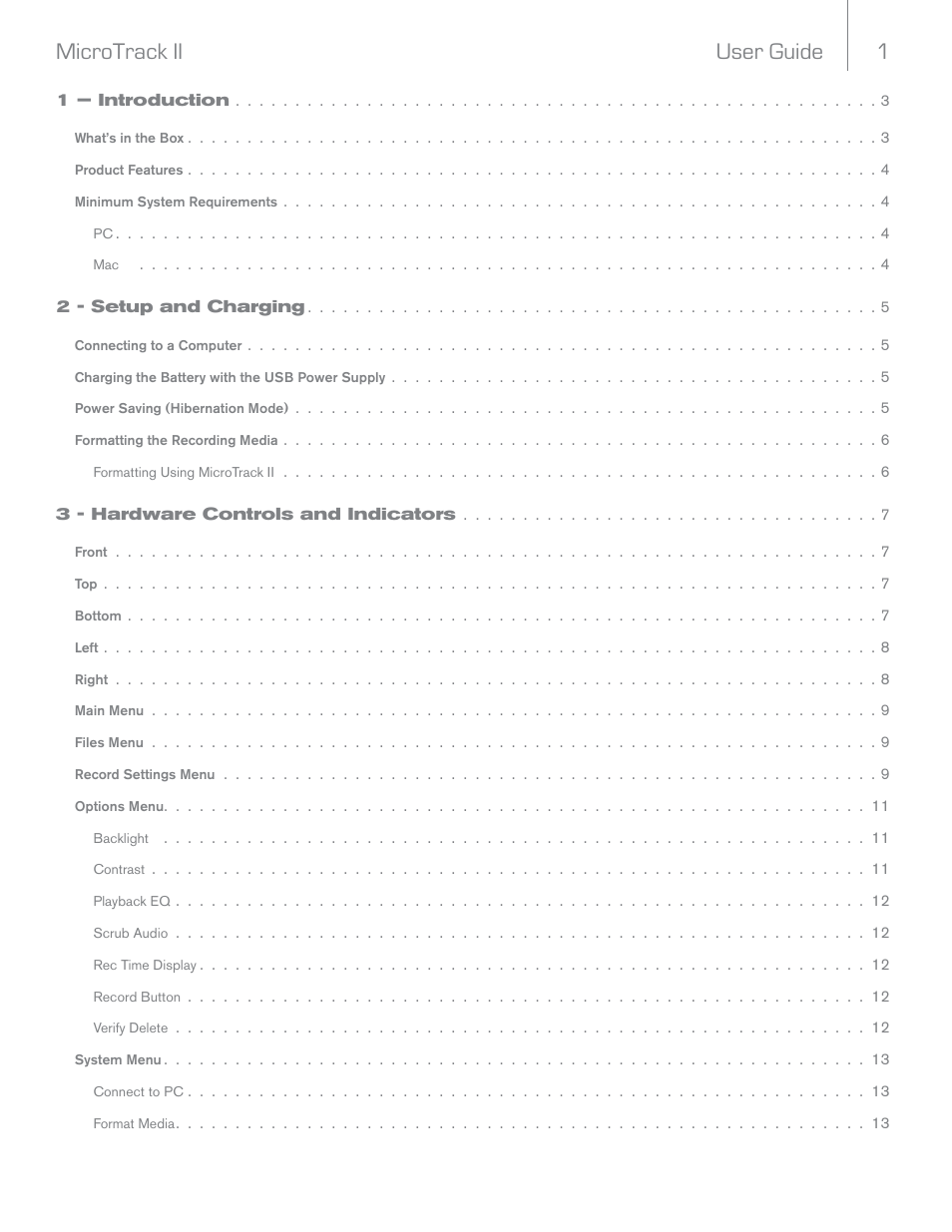 User guide 1 microtrack ii | M-AUDIO MicroTrack II User Manual | Page 2 / 27