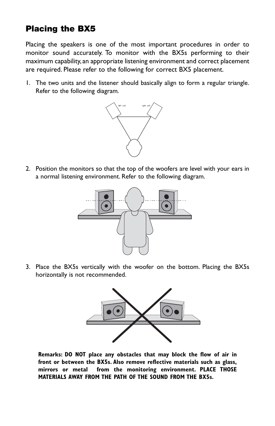 Placing the bx5 | M-AUDIO Studiophile BX5 User Manual | Page 11 / 16