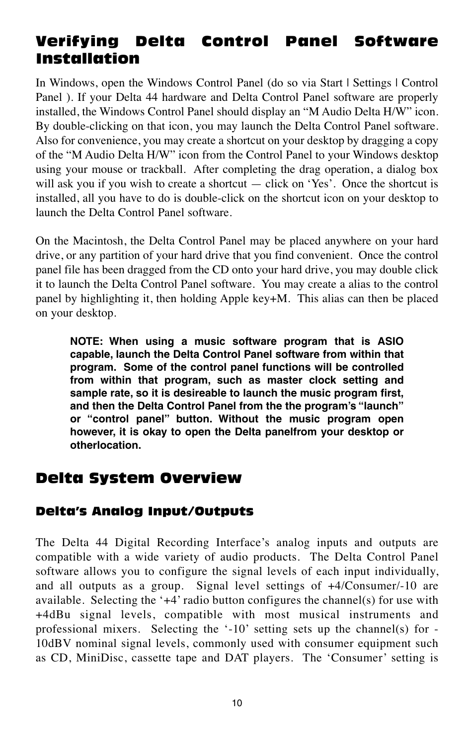 Delta system overview | M-AUDIO Digital Recording Interface Delta 44 User Manual | Page 10 / 39