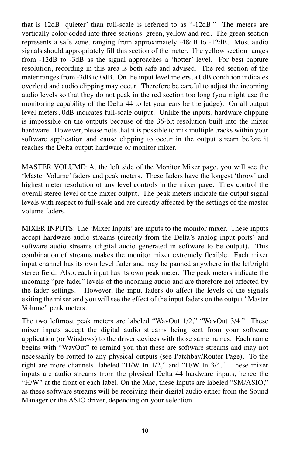 M-AUDIO Digital Recording Interface Delta 44 User Manual | Page 16 / 39