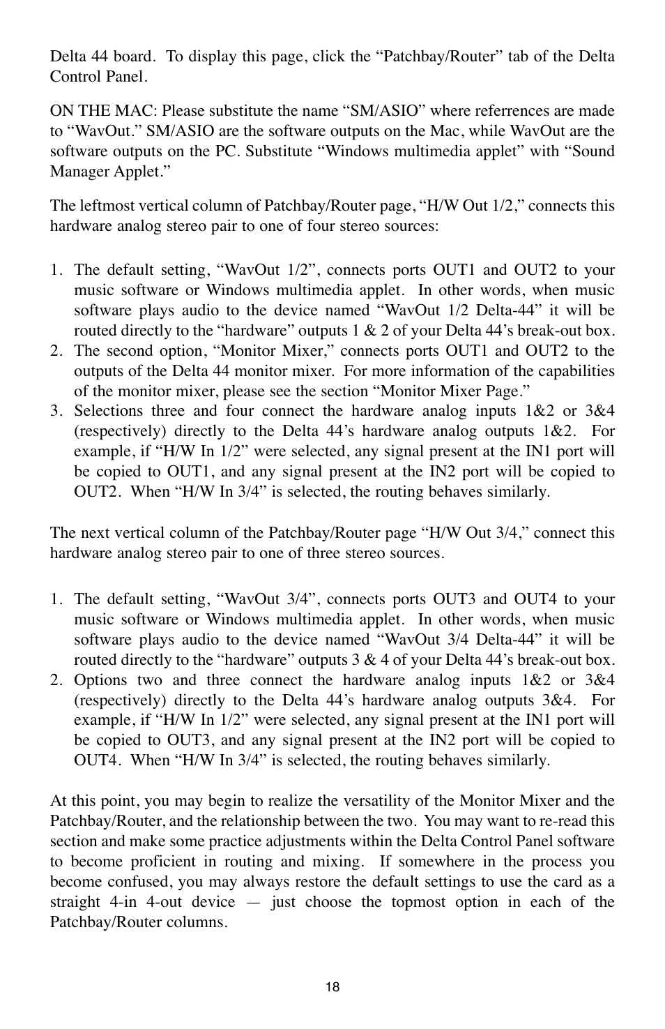 M-AUDIO Digital Recording Interface Delta 44 User Manual | Page 18 / 39