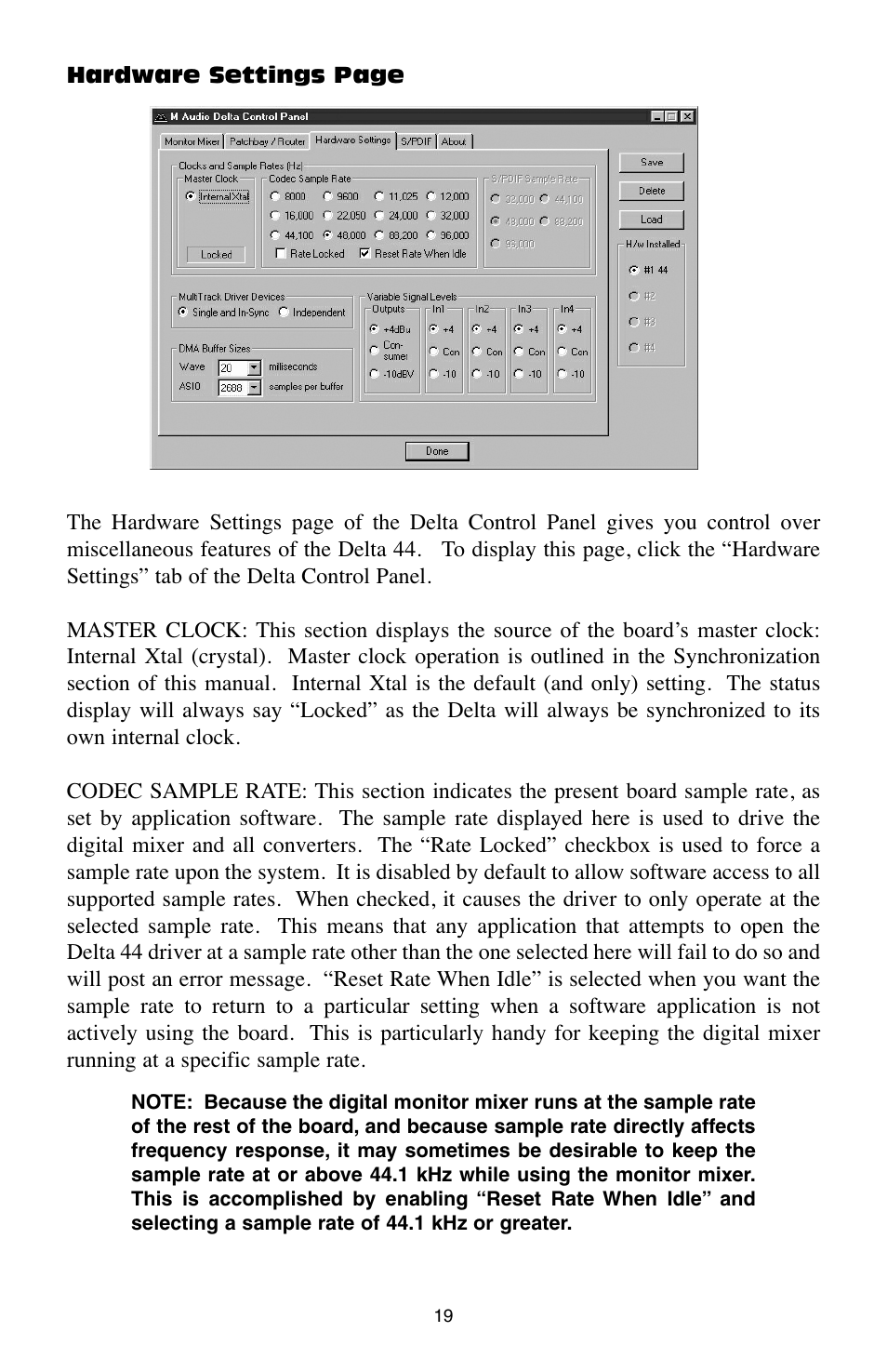 M-AUDIO Digital Recording Interface Delta 44 User Manual | Page 19 / 39