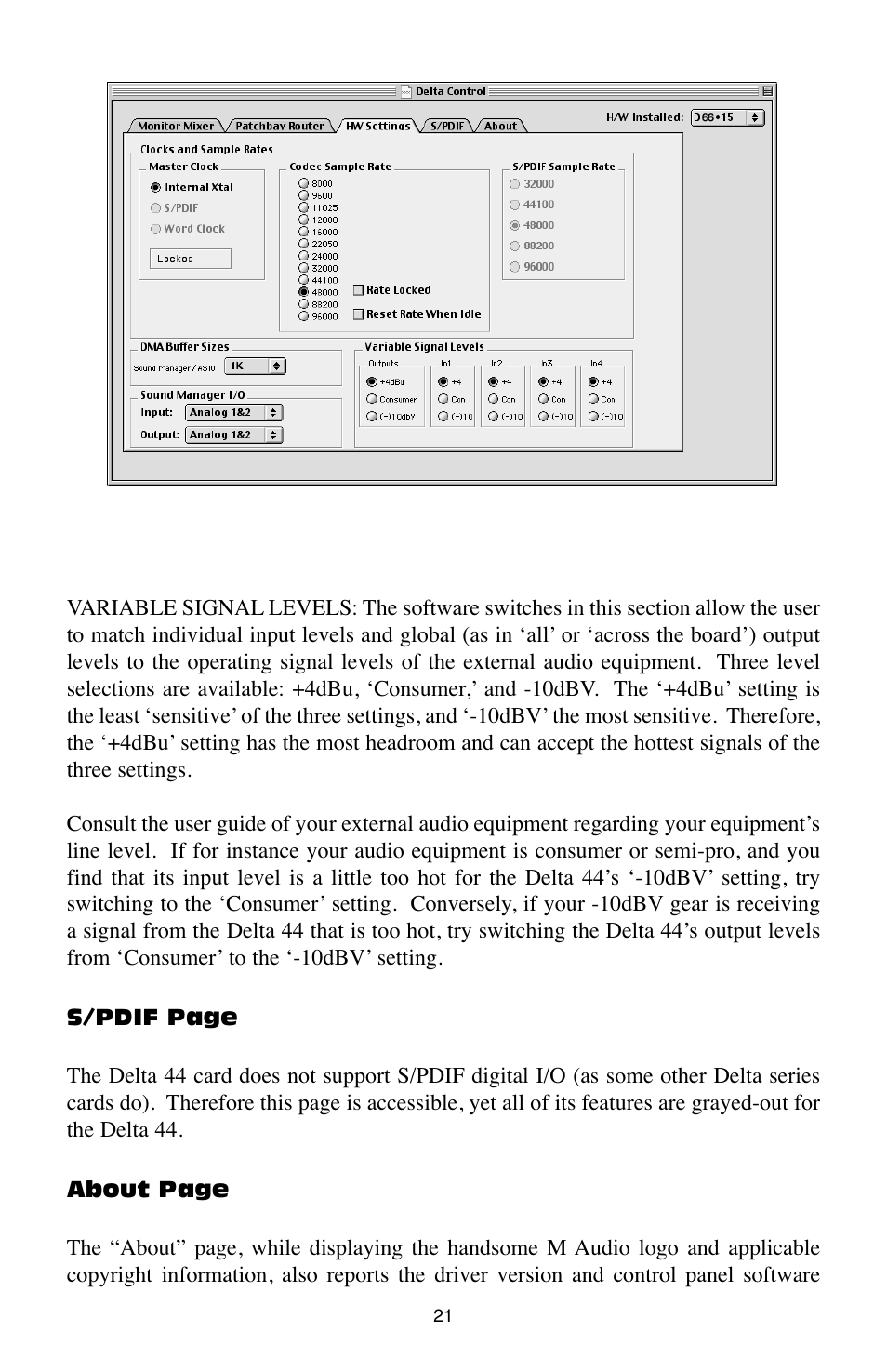 M-AUDIO Digital Recording Interface Delta 44 User Manual | Page 21 / 39