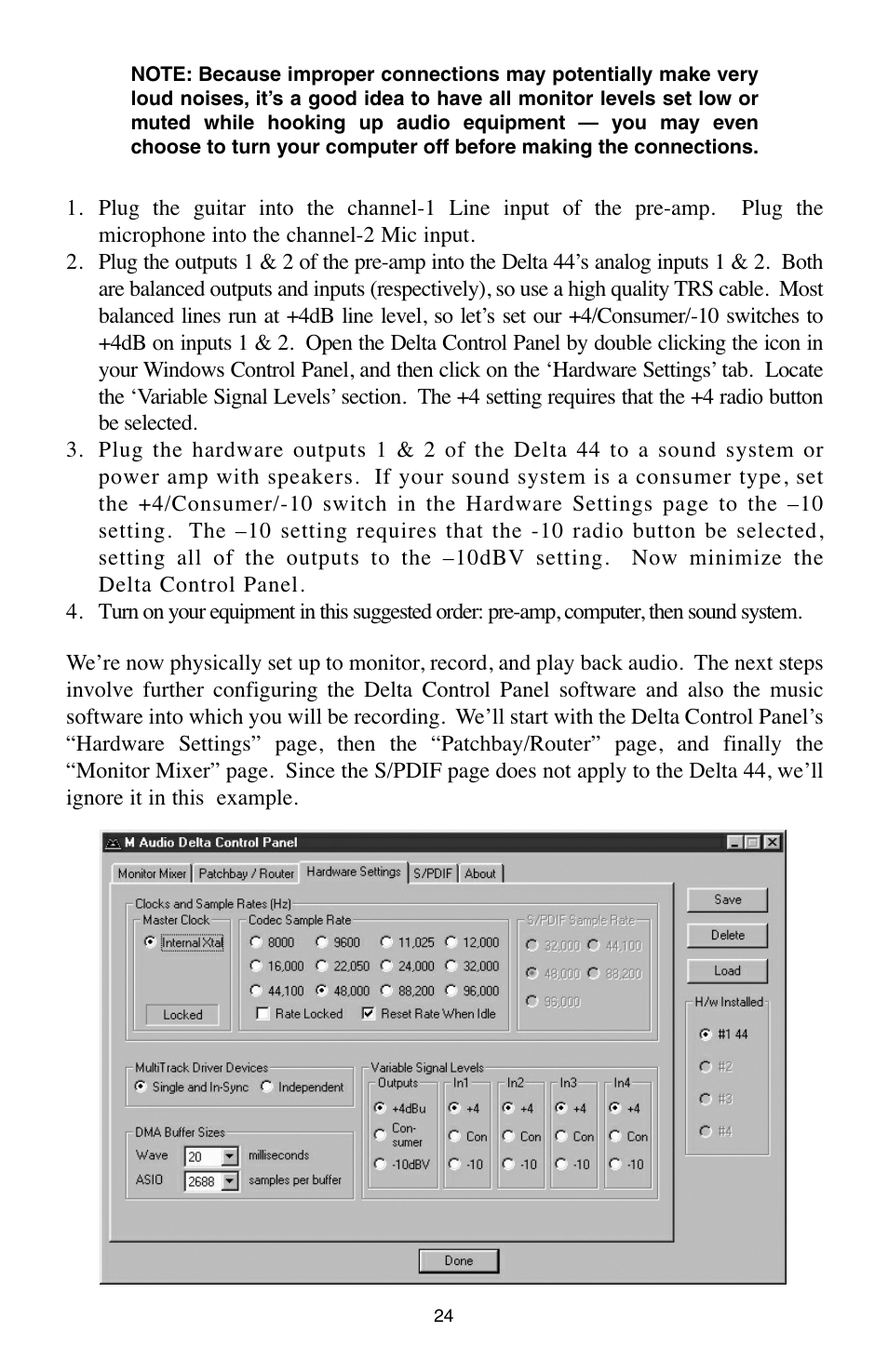 M-AUDIO Digital Recording Interface Delta 44 User Manual | Page 24 / 39