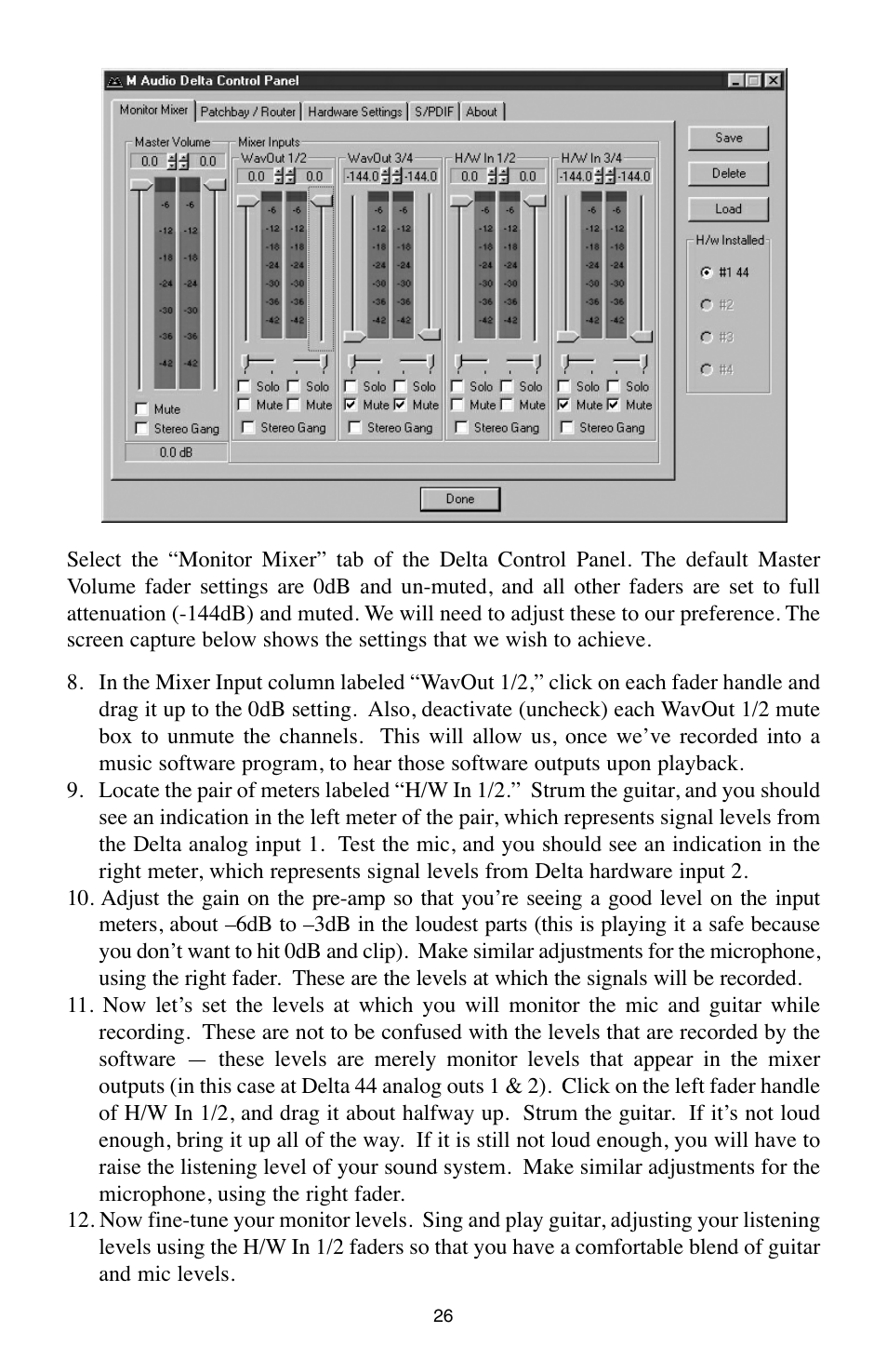 M-AUDIO Digital Recording Interface Delta 44 User Manual | Page 26 / 39