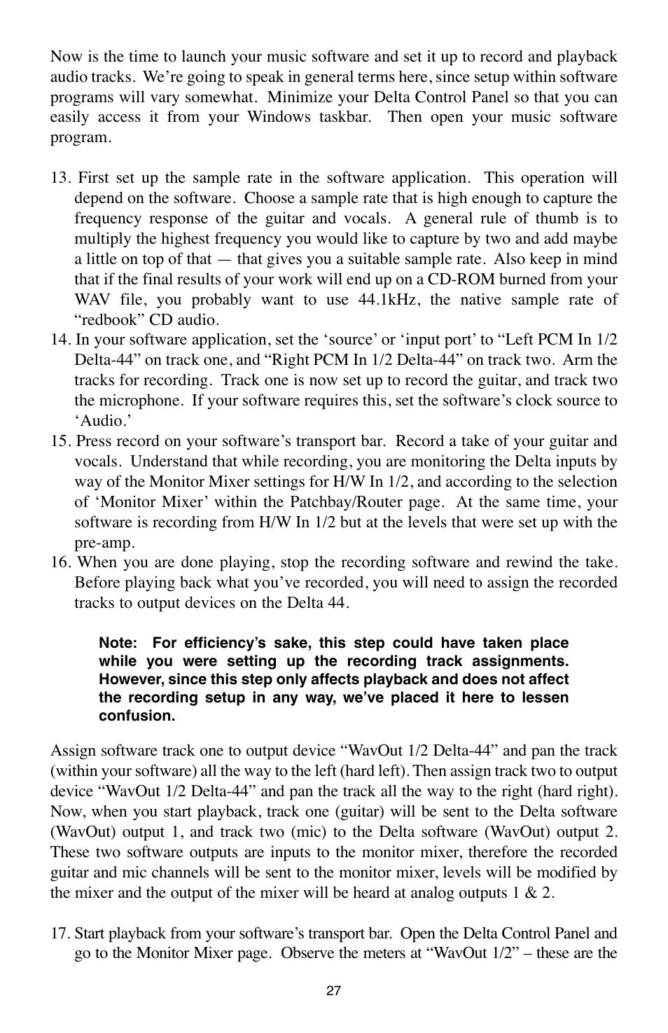 M-AUDIO Digital Recording Interface Delta 44 User Manual | Page 27 / 39
