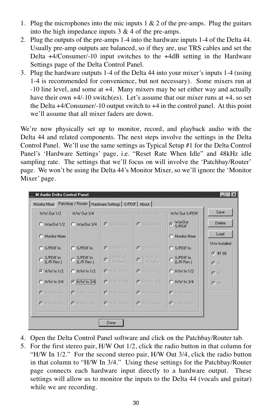 M-AUDIO Digital Recording Interface Delta 44 User Manual | Page 30 / 39