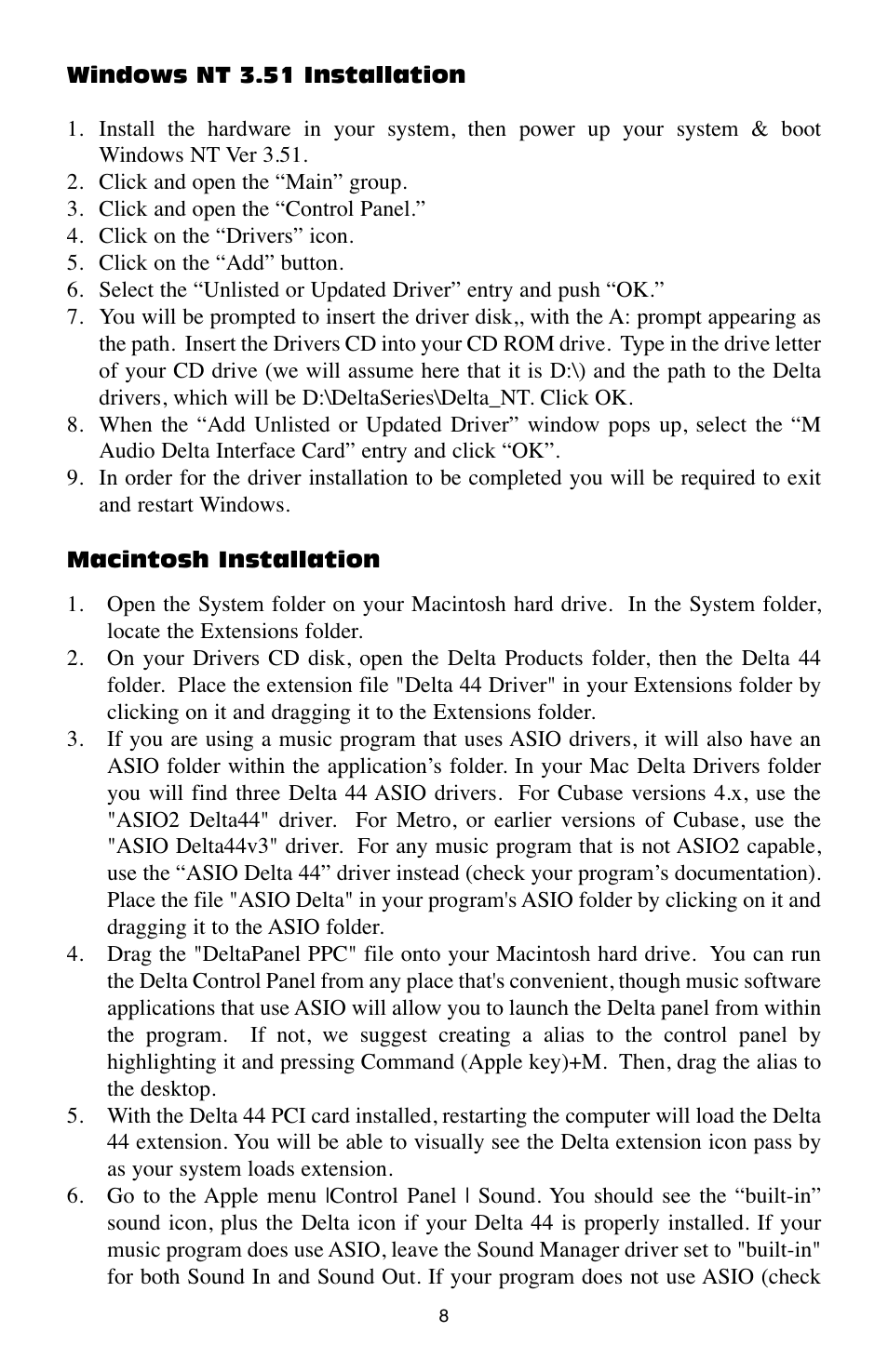 M-AUDIO Digital Recording Interface Delta 44 User Manual | Page 8 / 39