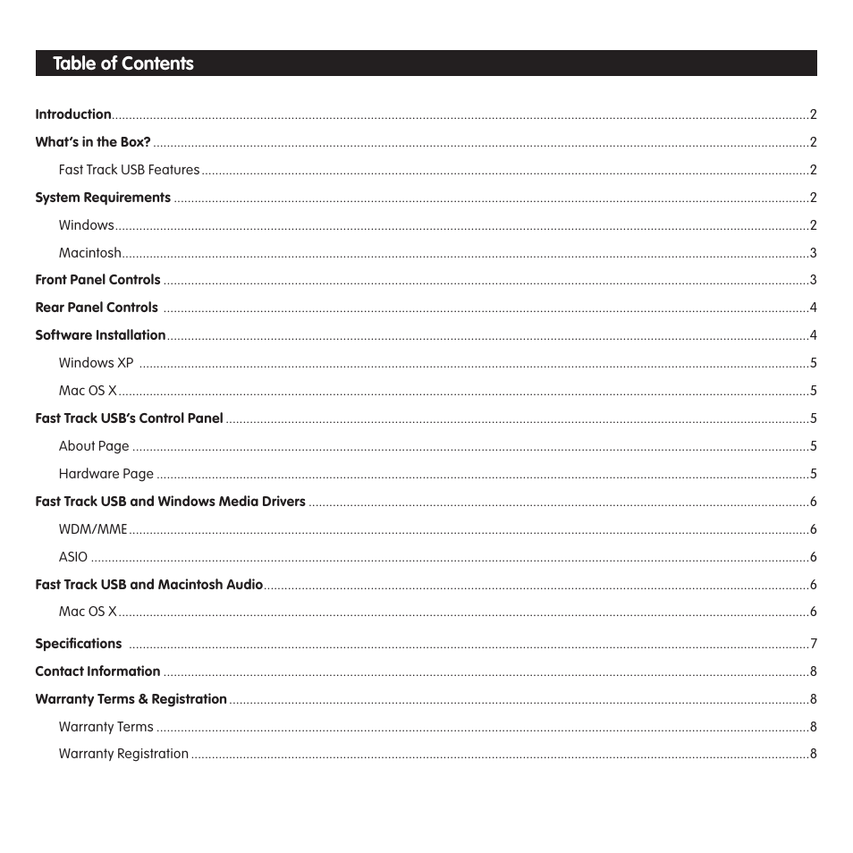 M-AUDIO Fast Track USB User Manual | Page 2 / 10