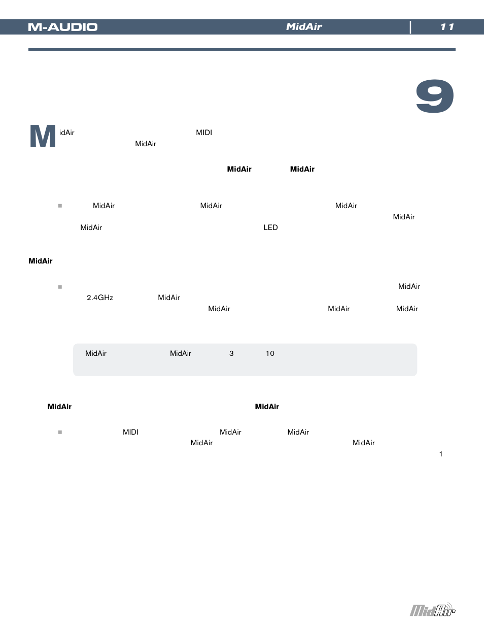 トラブルシューティング | M-AUDIO Wireless USB MIDI System MidAir User Manual | Page 11 / 18