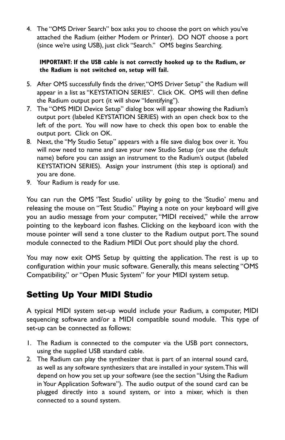 Setting up your midi studio | M-AUDIO RAD-050503 User Manual | Page 12 / 27