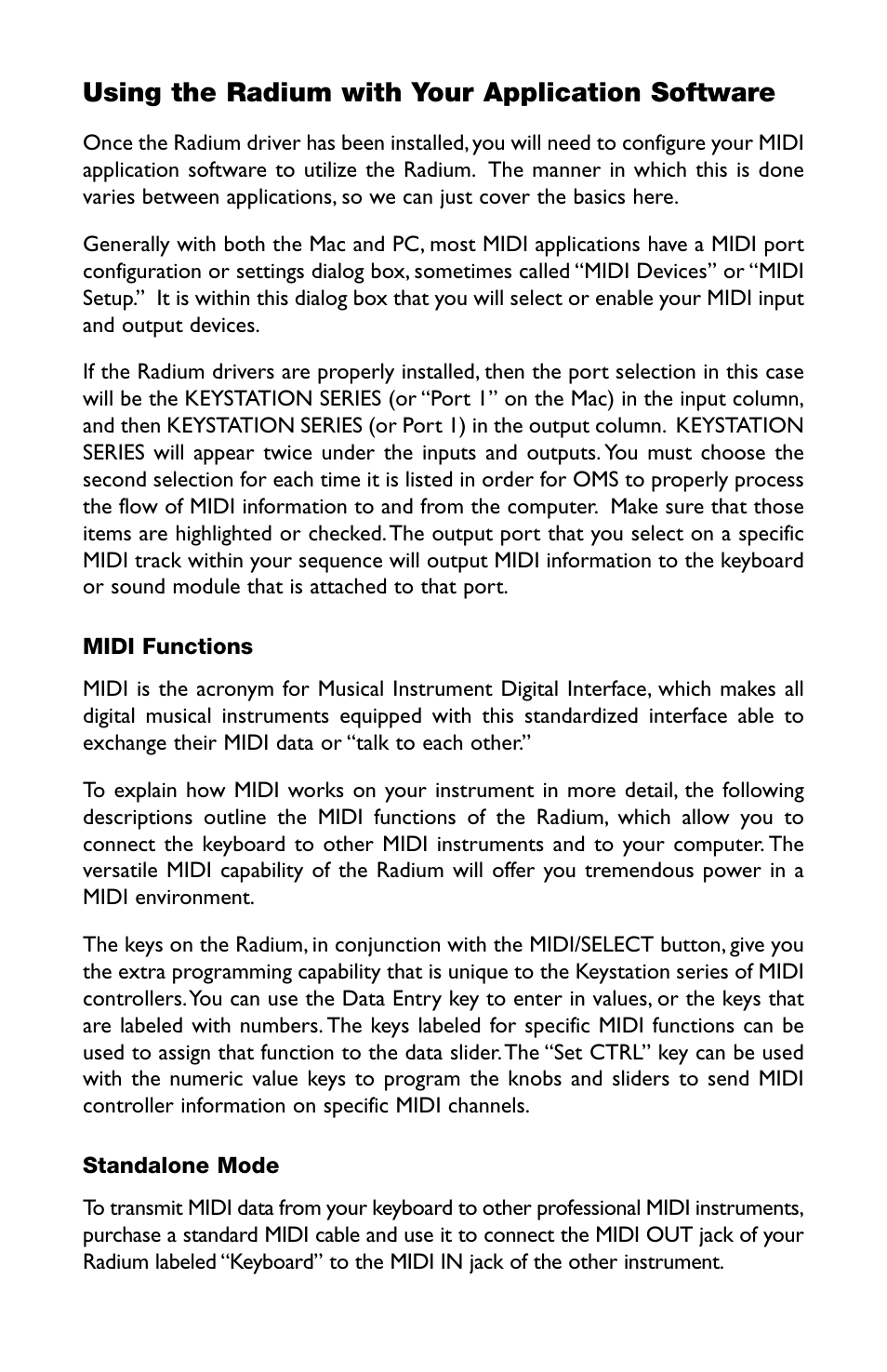 Using the radium with your application software | M-AUDIO RAD-050503 User Manual | Page 14 / 27