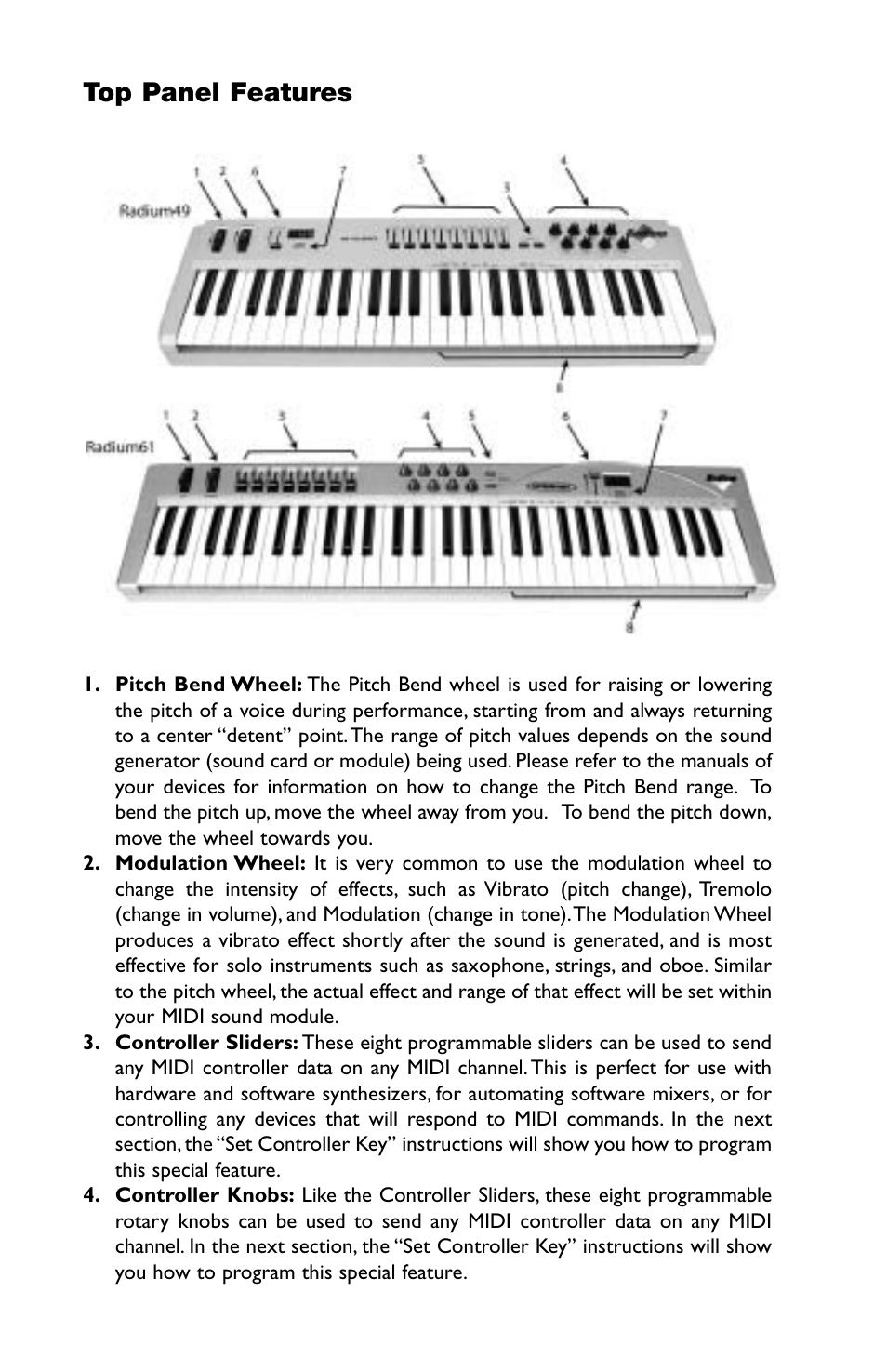 Top panel features | M-AUDIO RAD-050503 User Manual | Page 16 / 27