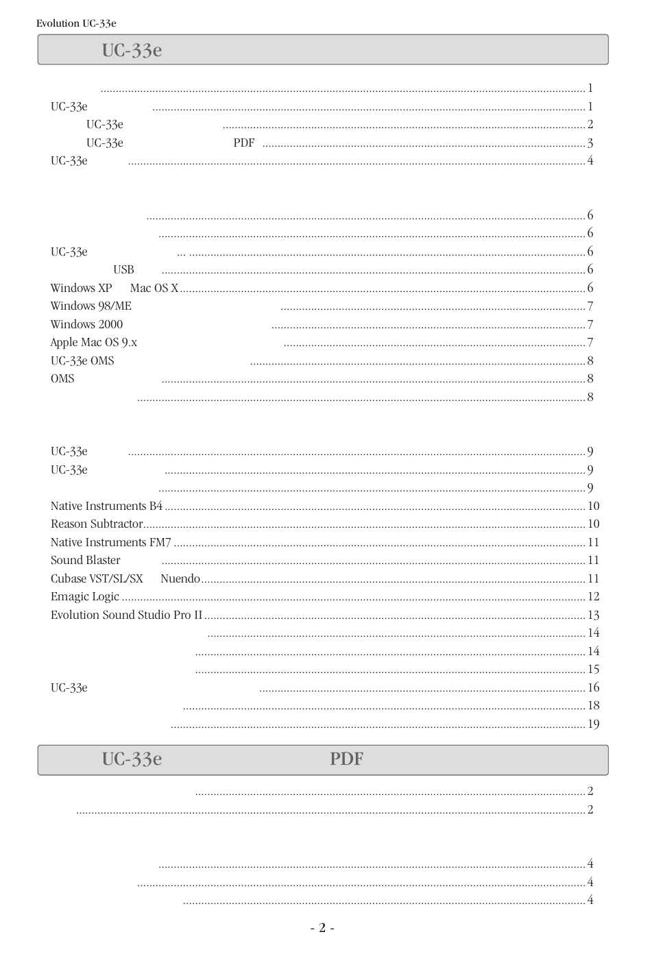 目次：uc-33e 初級編マニュアル, 目次：uc-33e 上級編マニュアル（pdf, Uc-33e | Uc-33e pdf | M-AUDIO UC-33e User Manual | Page 3 / 20