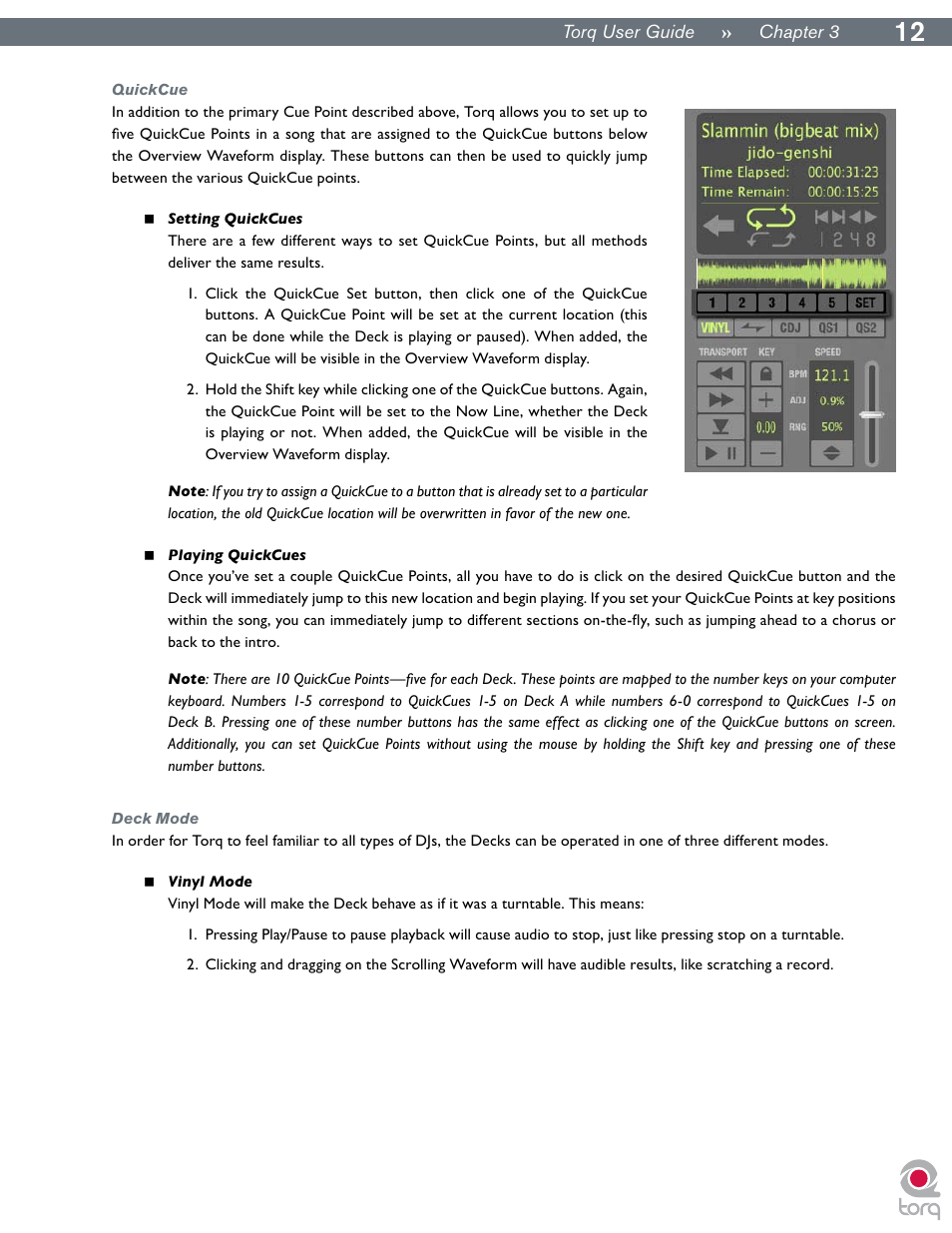 Quickcue, Deck mode, Quickcue deck mode | M-AUDIO Torq User Manual | Page 13 / 86