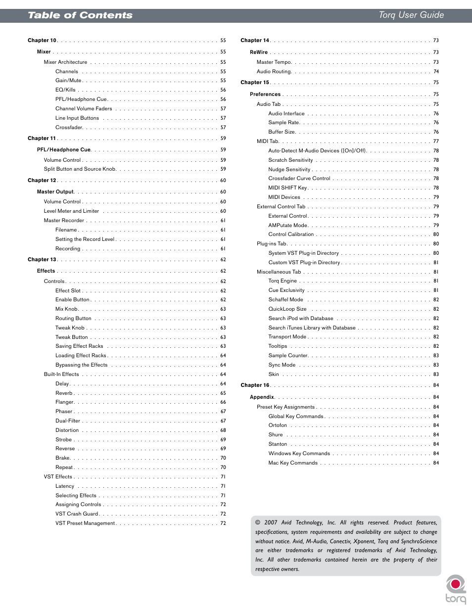 M-AUDIO Torq User Manual | Page 3 / 86