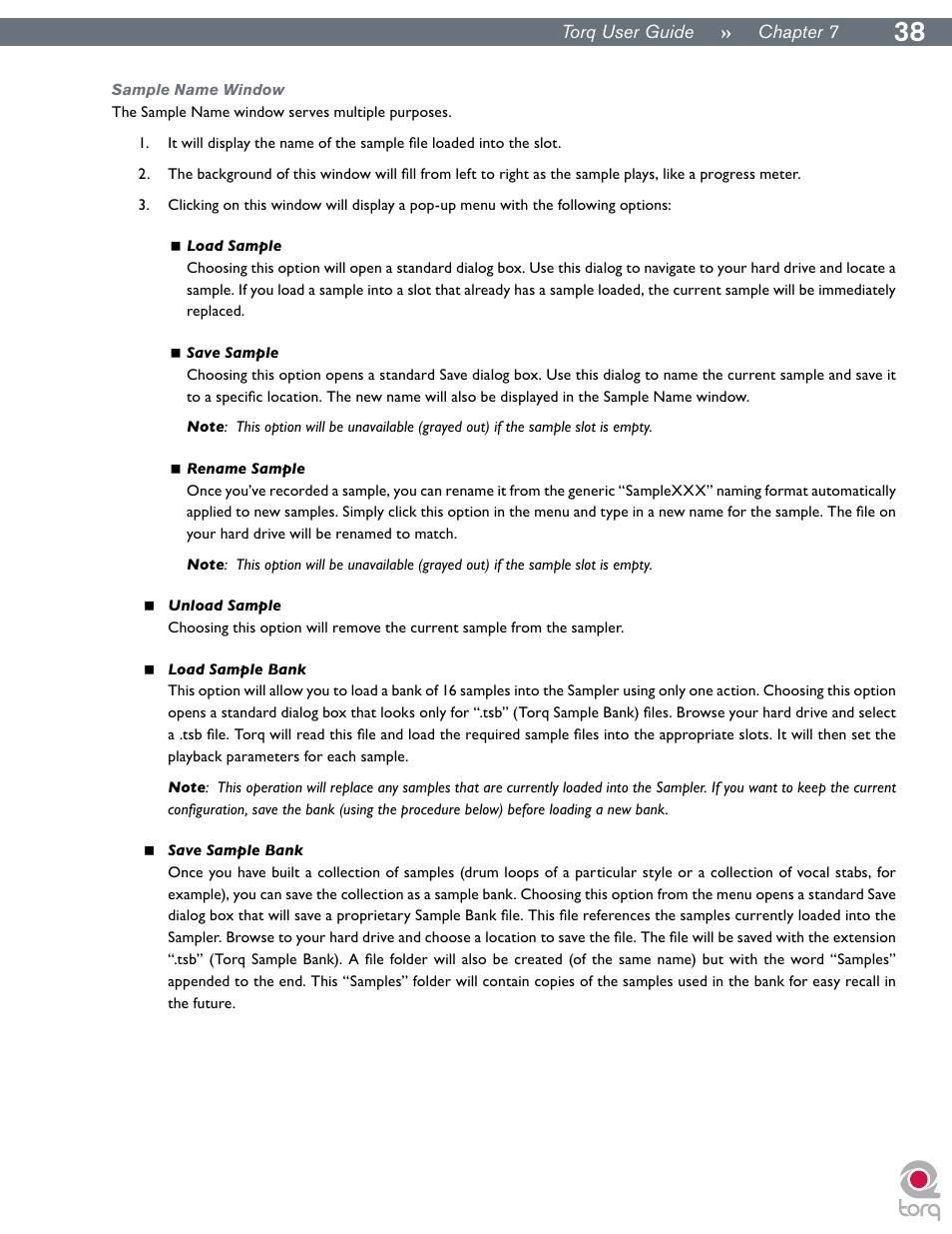 Sample name window | M-AUDIO Torq User Manual | Page 39 / 86