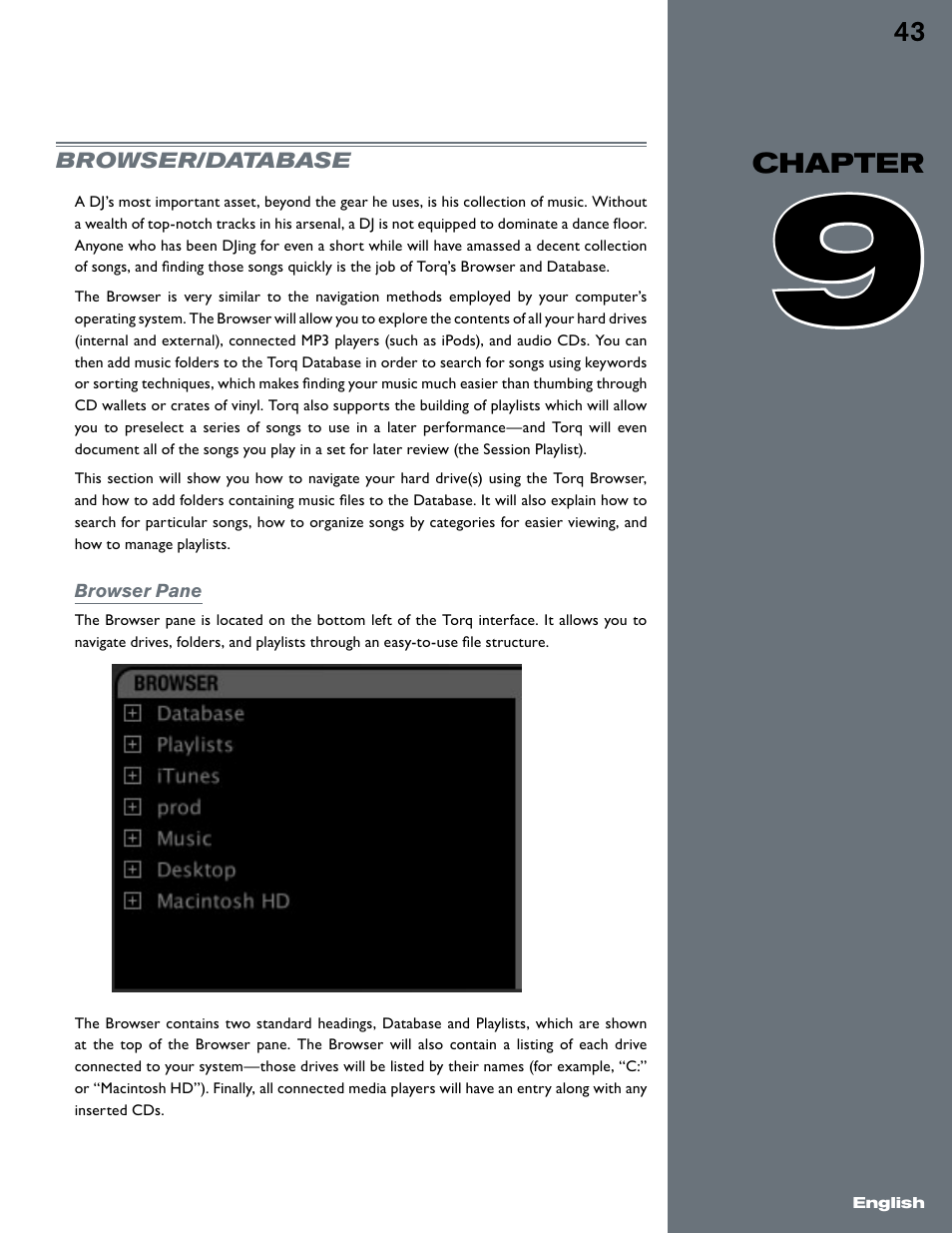 Chapter 9, Browser/database, Browser pane | M-AUDIO Torq User Manual | Page 44 / 86