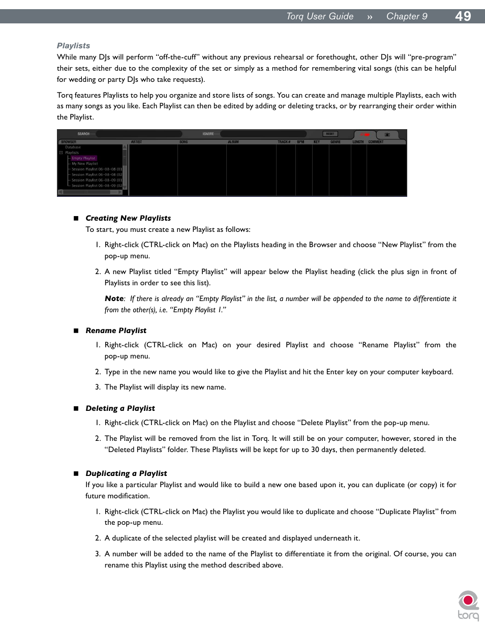 Playlists | M-AUDIO Torq User Manual | Page 50 / 86