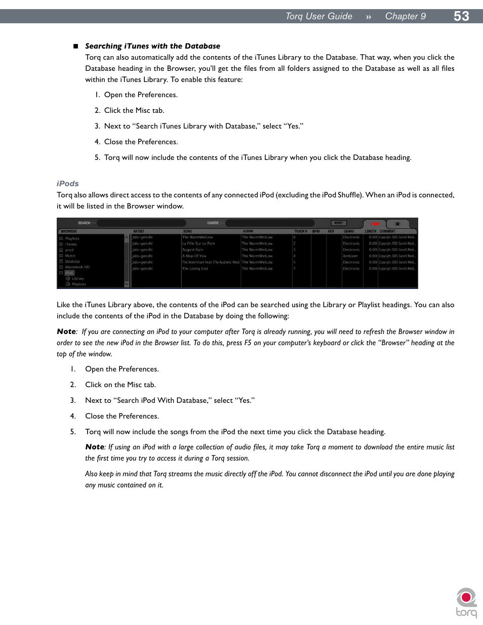 Ipods | M-AUDIO Torq User Manual | Page 54 / 86