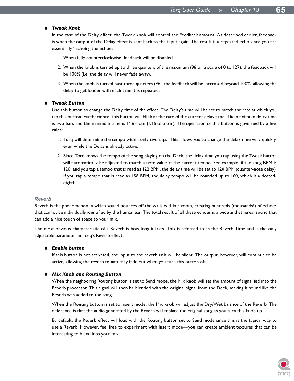 Reverb | M-AUDIO Torq User Manual | Page 66 / 86