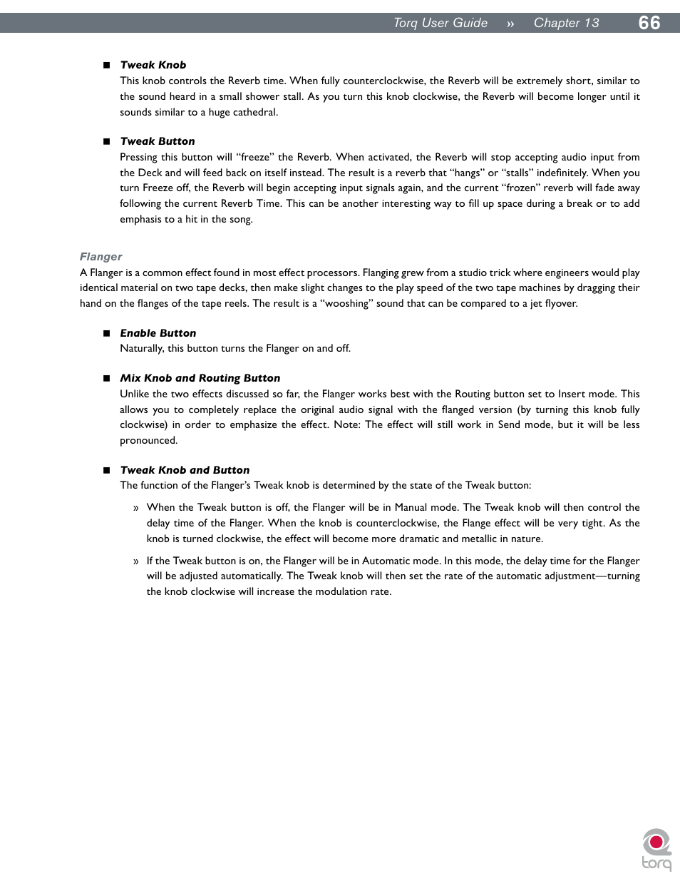 Flanger | M-AUDIO Torq User Manual | Page 67 / 86