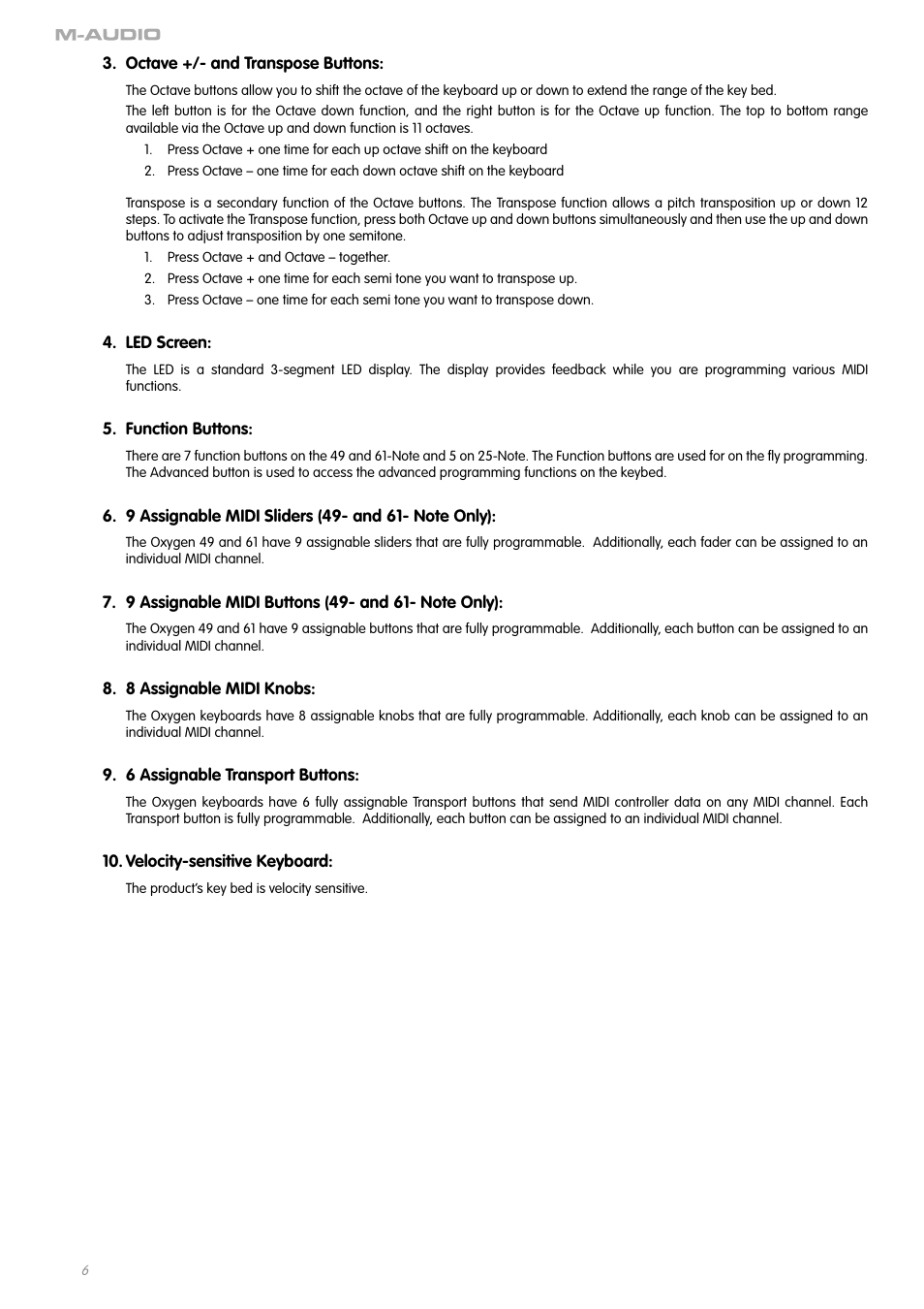 M-AUDIO OXYGEN SERIES OXYGEN 8 V2 User Manual | Page 5 / 27