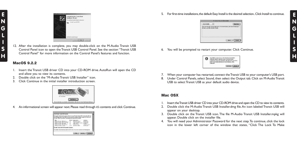 Transit usb audio connnections, Output connections | M-AUDIO USB User Manual | Page 10 / 15