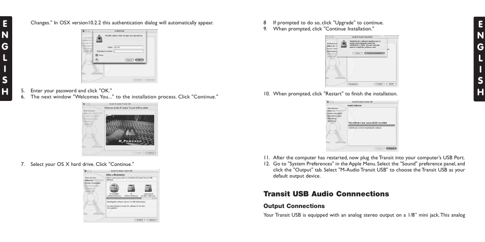 Input connections, Transit usb's control panel, Operating mode | Latency, Transit usb’s control panel, Operating mode latency | M-AUDIO USB User Manual | Page 11 / 15