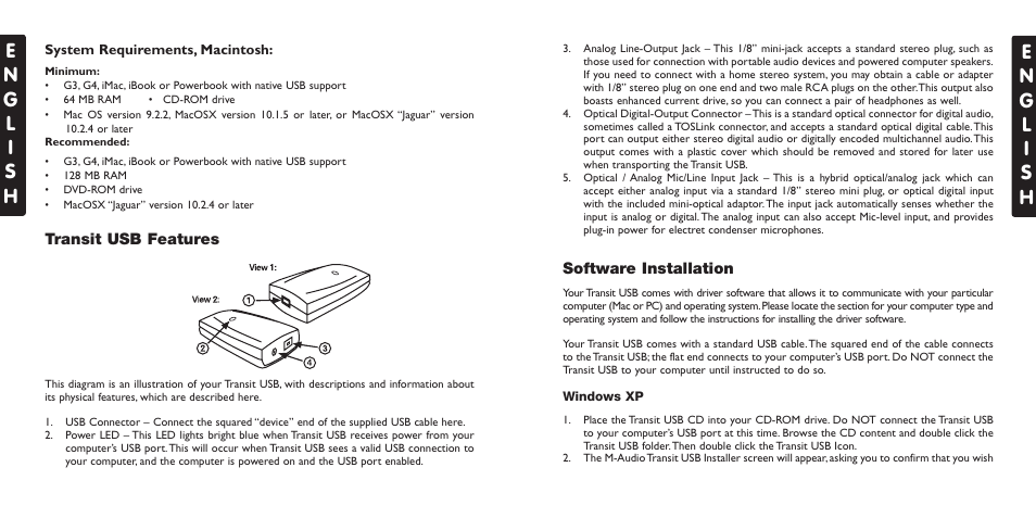 M-AUDIO USB User Manual | Page 3 / 15