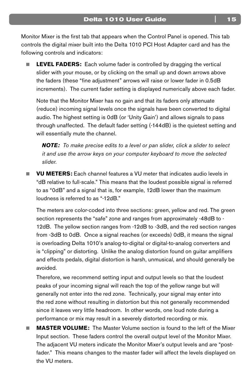 M-AUDIO 10 IN 10 OUT PCI DIGITAL RECORDING SYSTEM WITH S/PDIF DELTA 1010 User Manual | Page 15 / 45