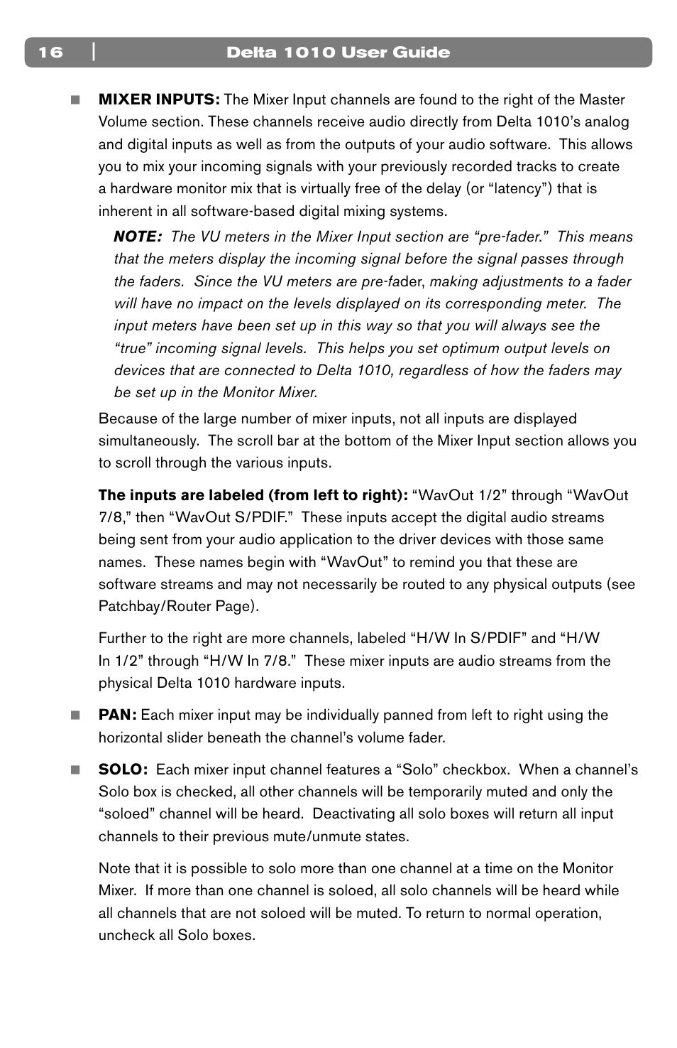 M-AUDIO 10 IN 10 OUT PCI DIGITAL RECORDING SYSTEM WITH S/PDIF DELTA 1010 User Manual | Page 16 / 45