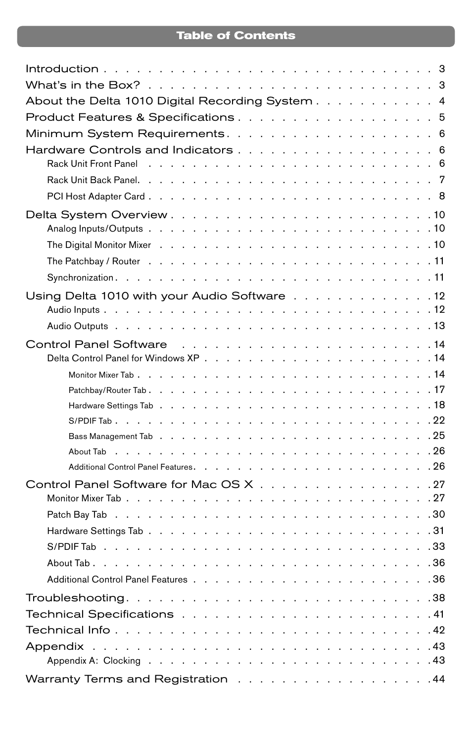 M-AUDIO 10 IN 10 OUT PCI DIGITAL RECORDING SYSTEM WITH S/PDIF DELTA 1010 User Manual | Page 2 / 45