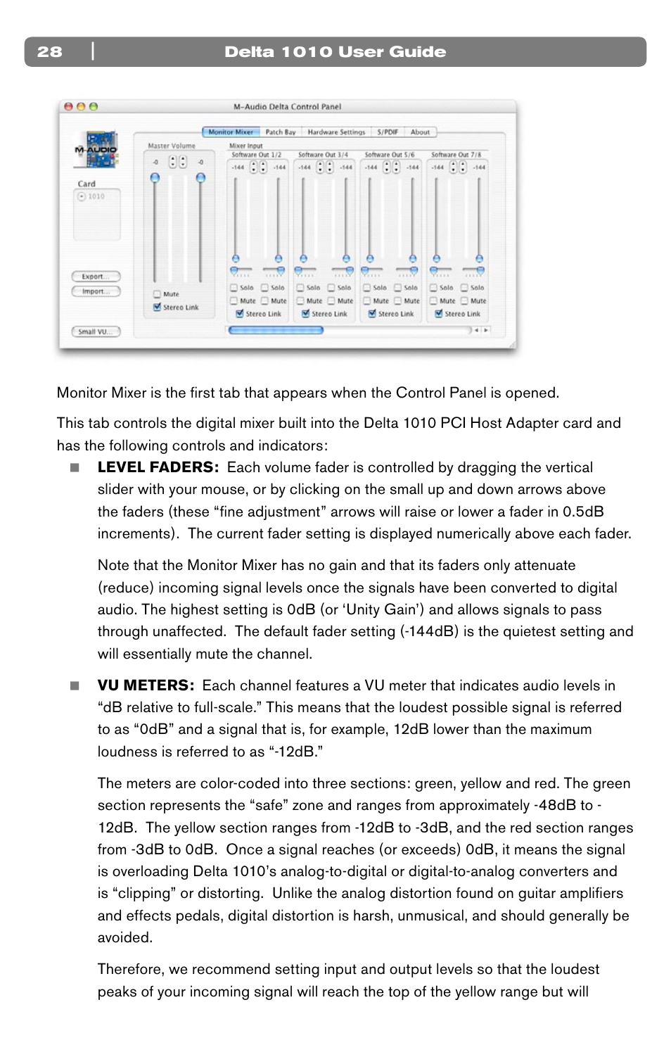 M-AUDIO 10 IN 10 OUT PCI DIGITAL RECORDING SYSTEM WITH S/PDIF DELTA 1010 User Manual | Page 28 / 45