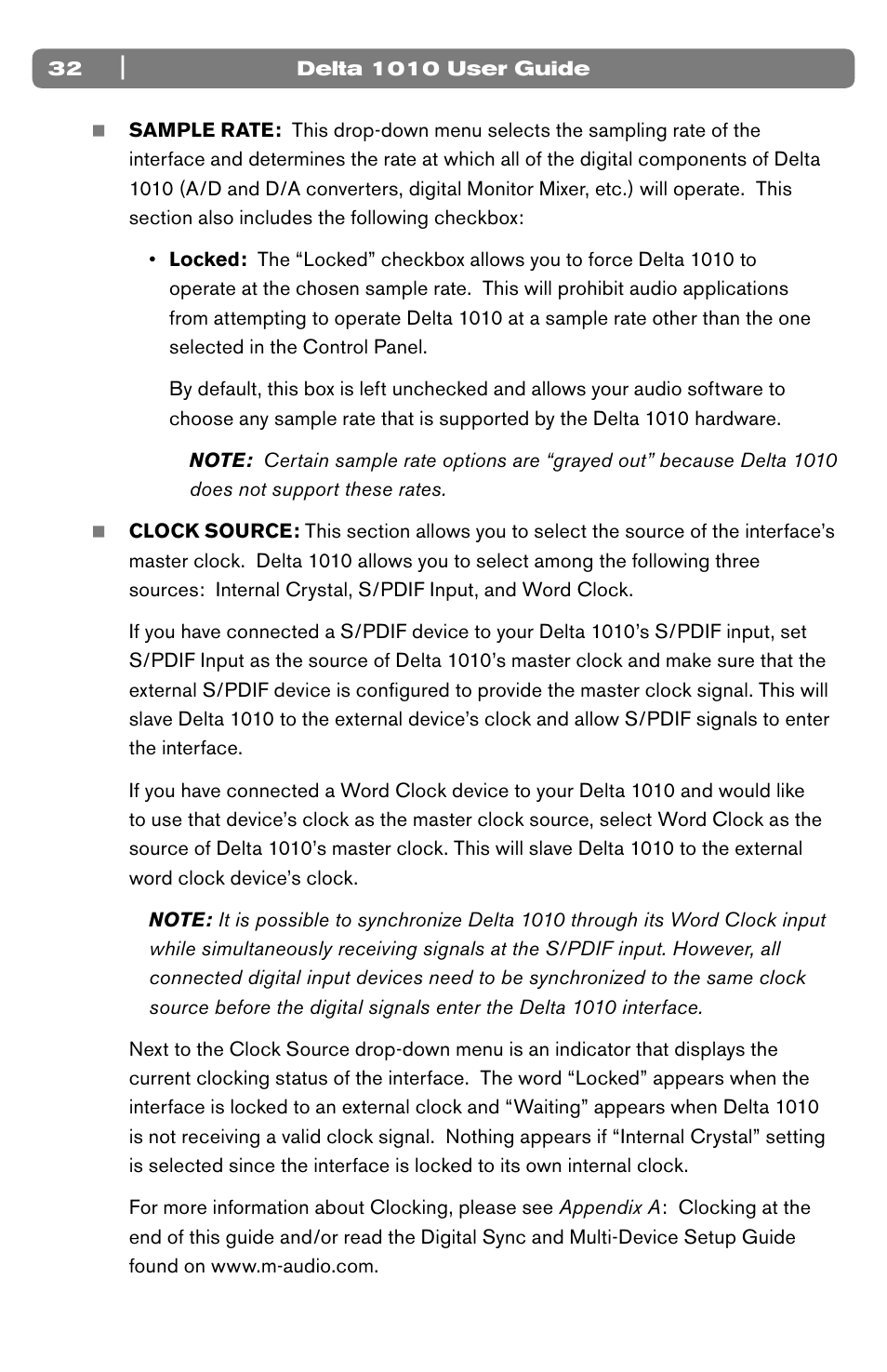 M-AUDIO 10 IN 10 OUT PCI DIGITAL RECORDING SYSTEM WITH S/PDIF DELTA 1010 User Manual | Page 32 / 45