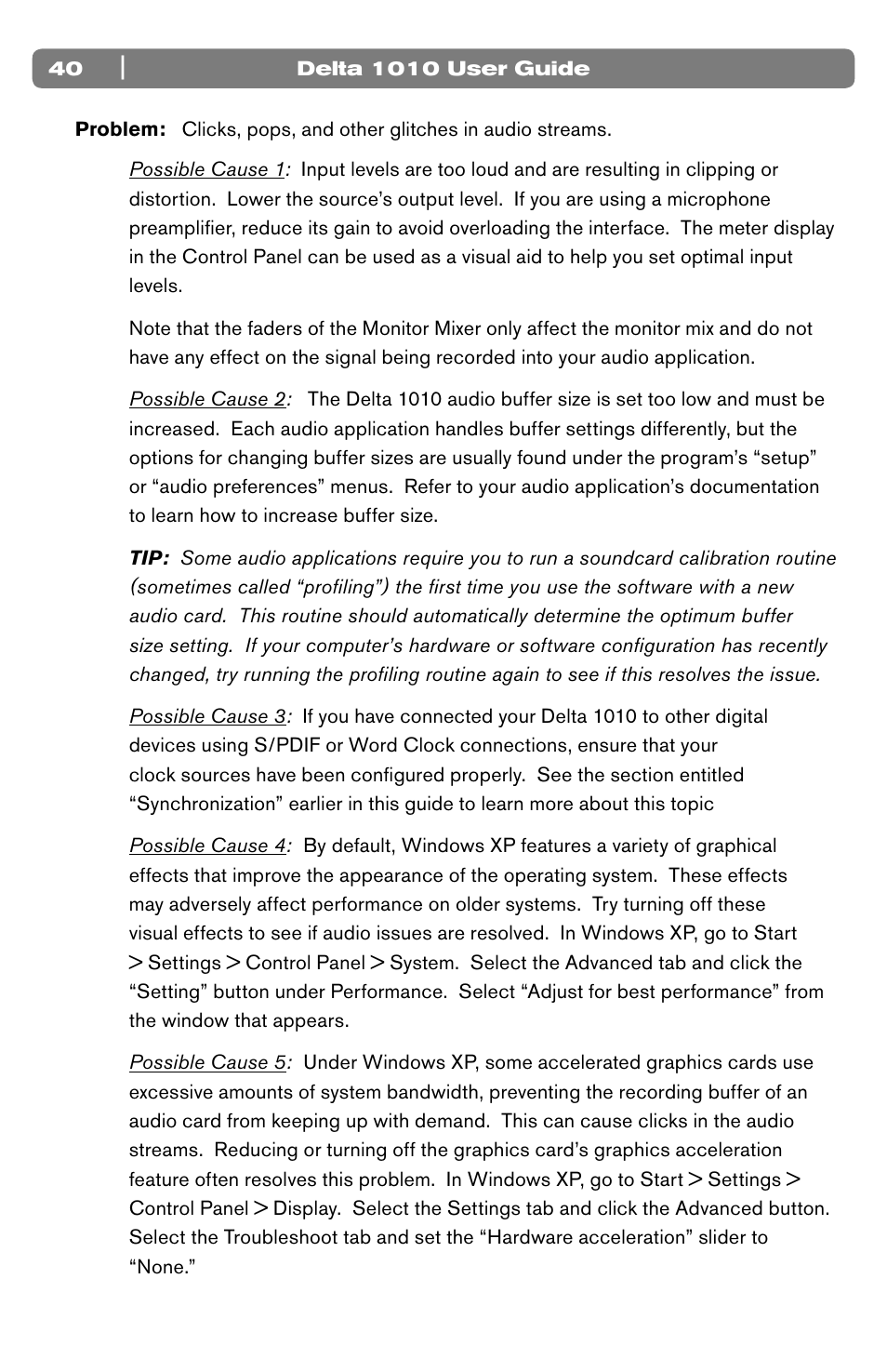 M-AUDIO 10 IN 10 OUT PCI DIGITAL RECORDING SYSTEM WITH S/PDIF DELTA 1010 User Manual | Page 40 / 45