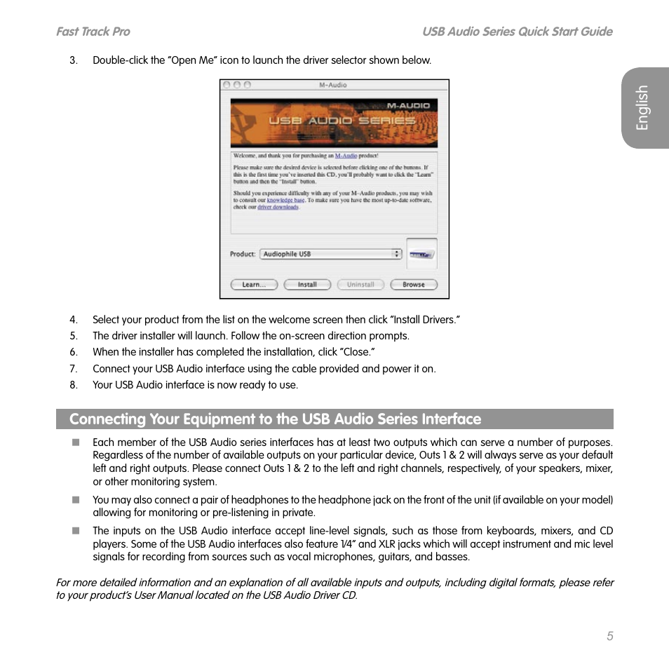 English | M-AUDIO Computer Drive User Manual | Page 4 / 5