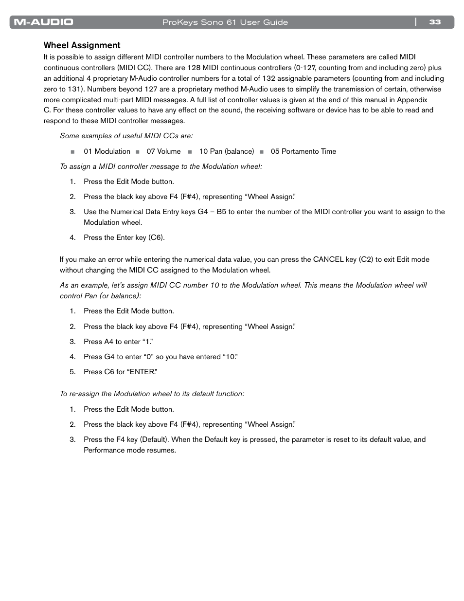 M-AUDIO 61 User Manual | Page 34 / 49