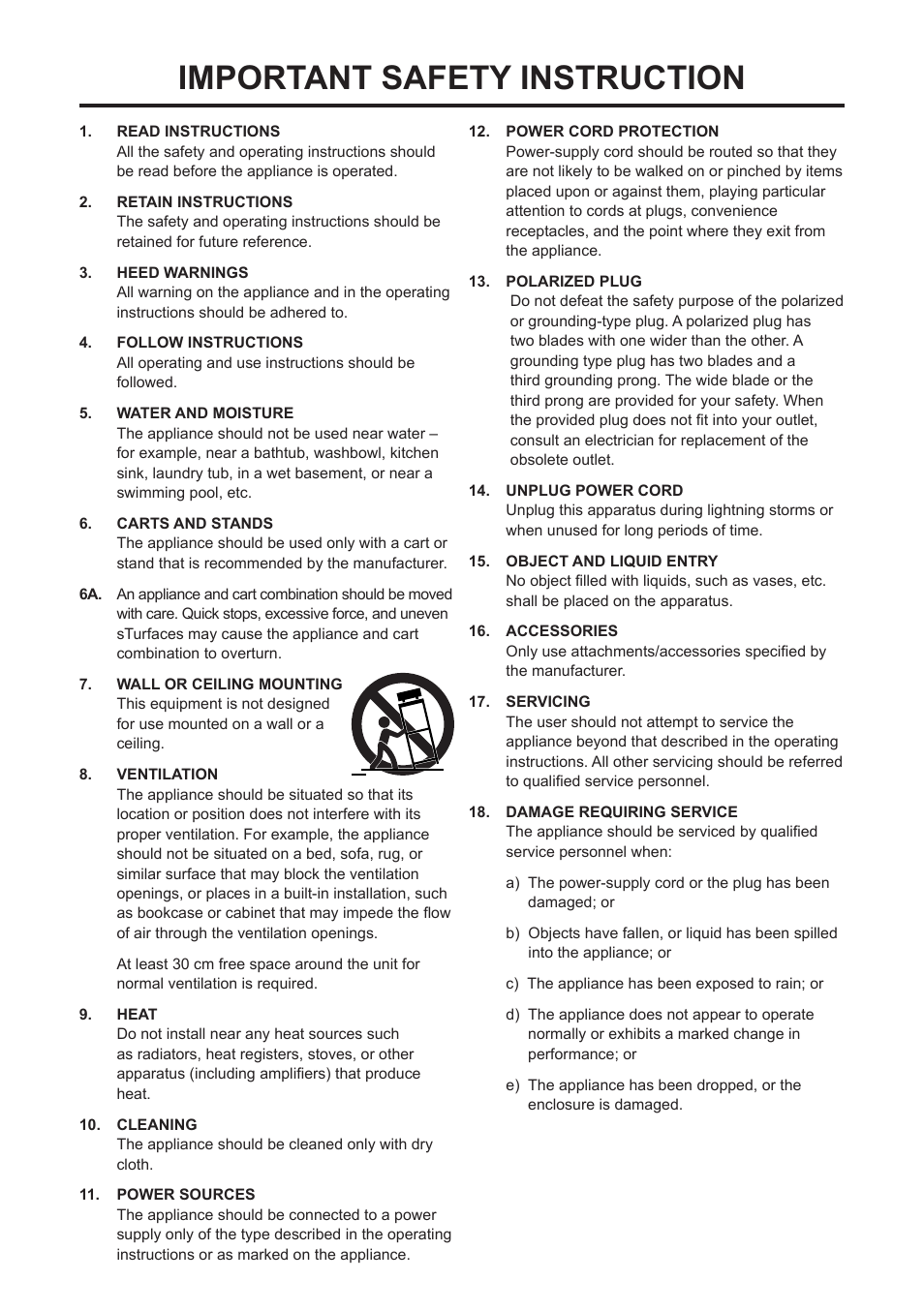 Important safety instruction | M-AUDIO CX8 User Manual | Page 3 / 18