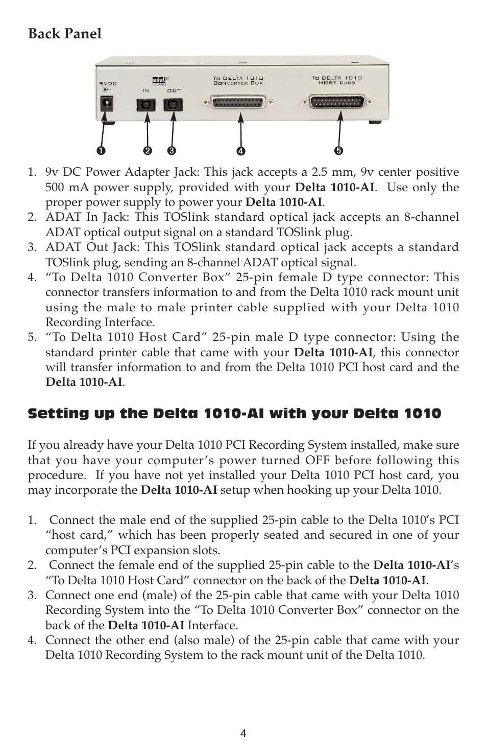 Back panel | M-AUDIO DELTA 1010-AI User Manual | Page 4 / 12