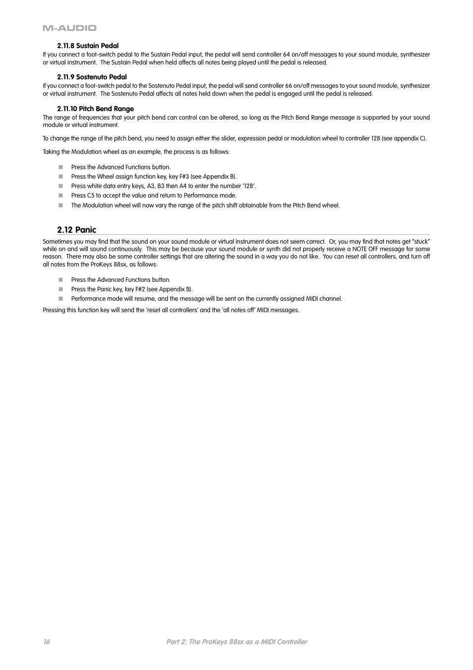 12 panic | M-AUDIO ProKeys 88sx User Manual | Page 13 / 21