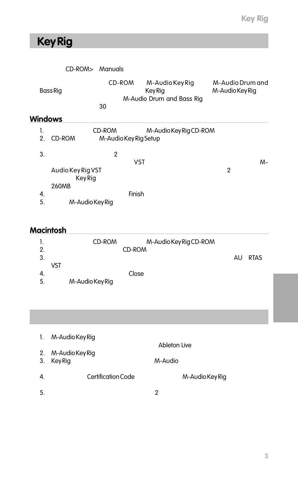 Key rigインストールの方法, Key rig, Windows | Macintosh | M-AUDIO _QS_JP01 User Manual | Page 2 / 3