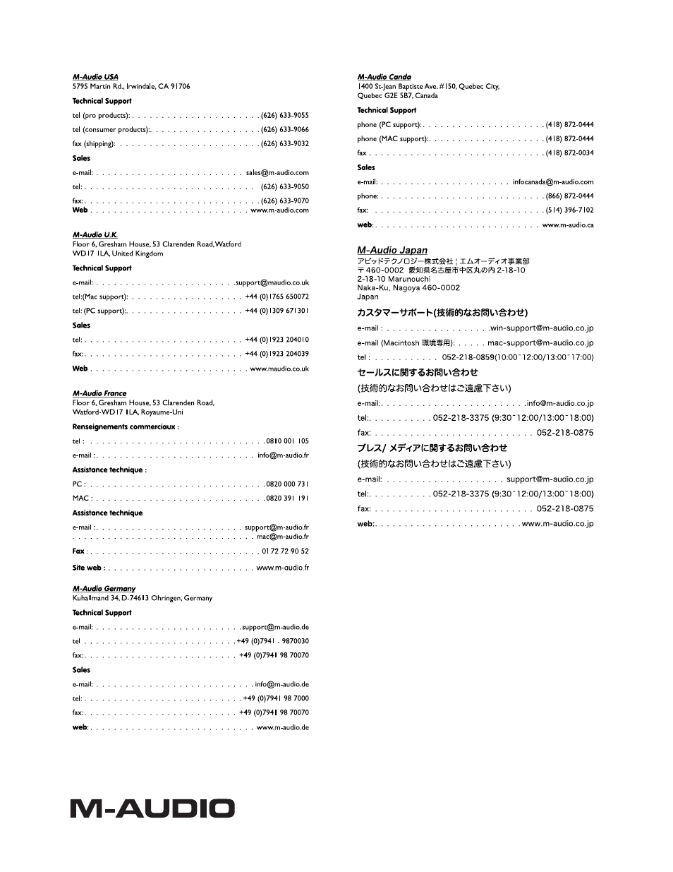 M-AUDIO KEYSTATION 49-KEY User Manual | Page 14 / 14