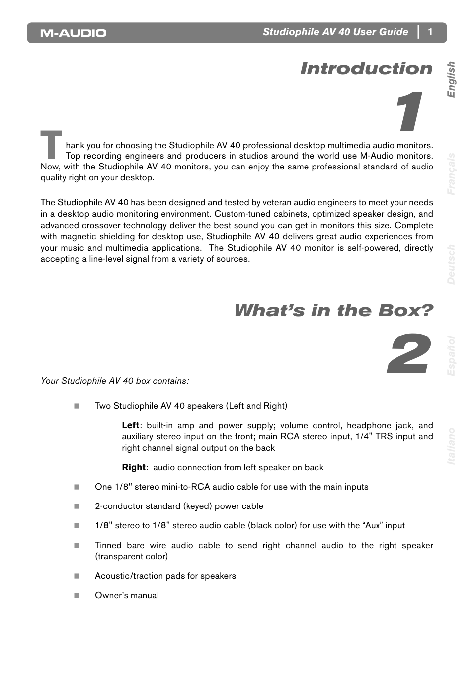 M-AUDIO AV40 User Manual | Page 3 / 10