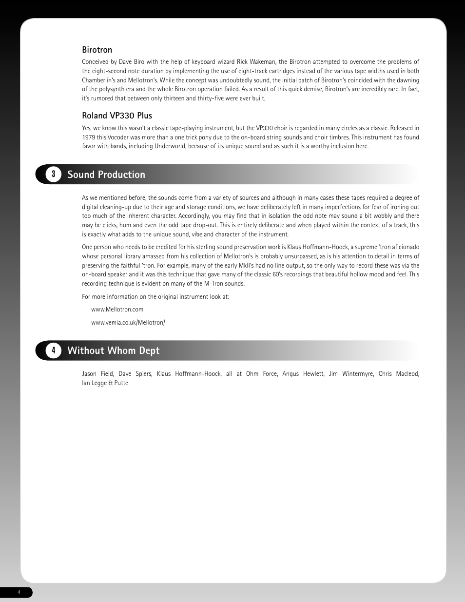 Birotron, Roland vp330 plus, Sound production | Without whom dept | M-AUDIO 640-118 User Manual | Page 3 / 14