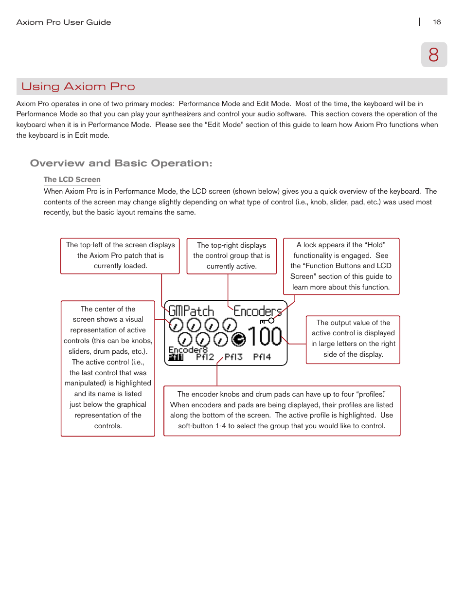 Using axiom pro, Overview and basic operation, Overview and basic operation 16 | M-AUDIO Axiom Pro User Manual | Page 17 / 75