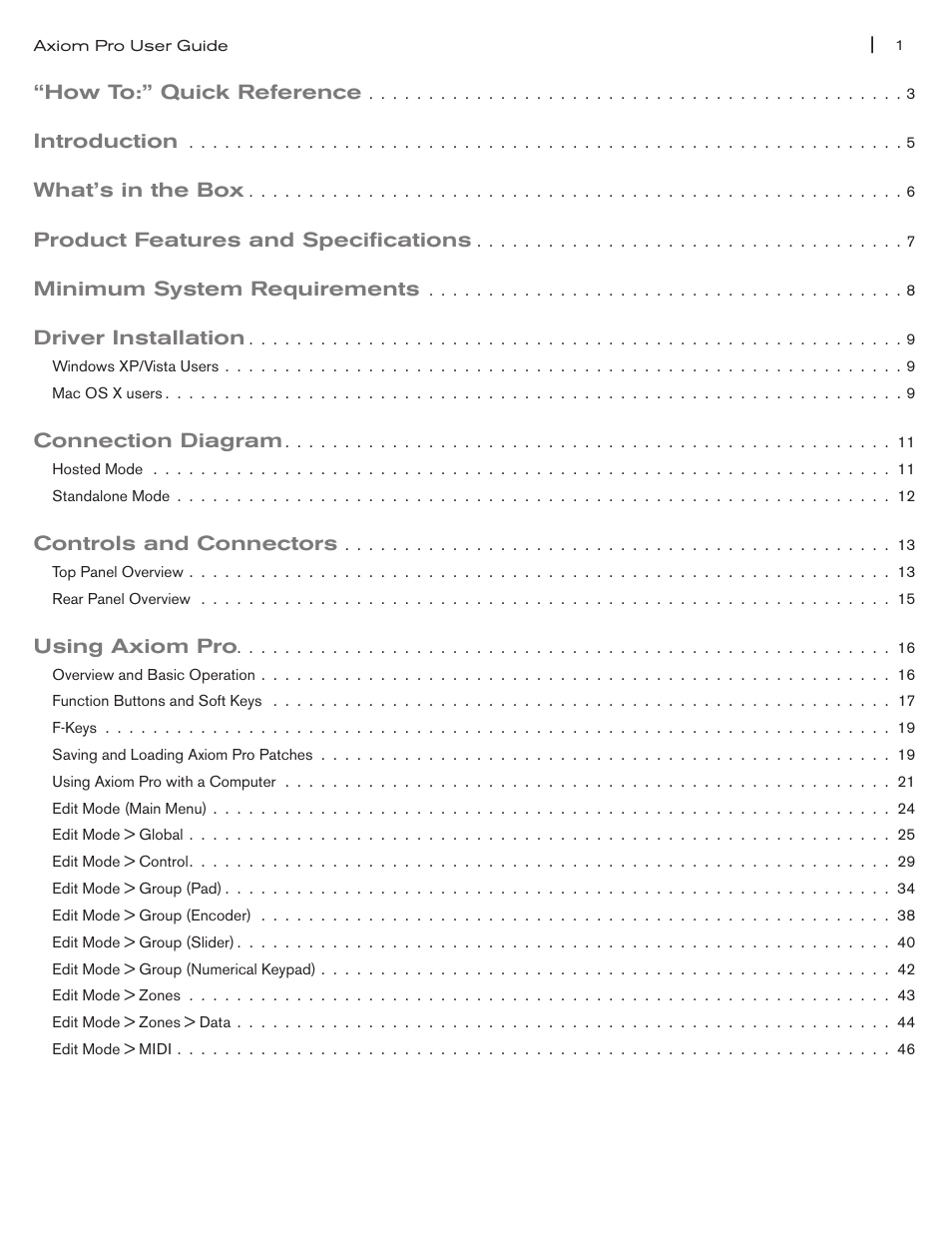 M-AUDIO Axiom Pro User Manual | Page 2 / 75