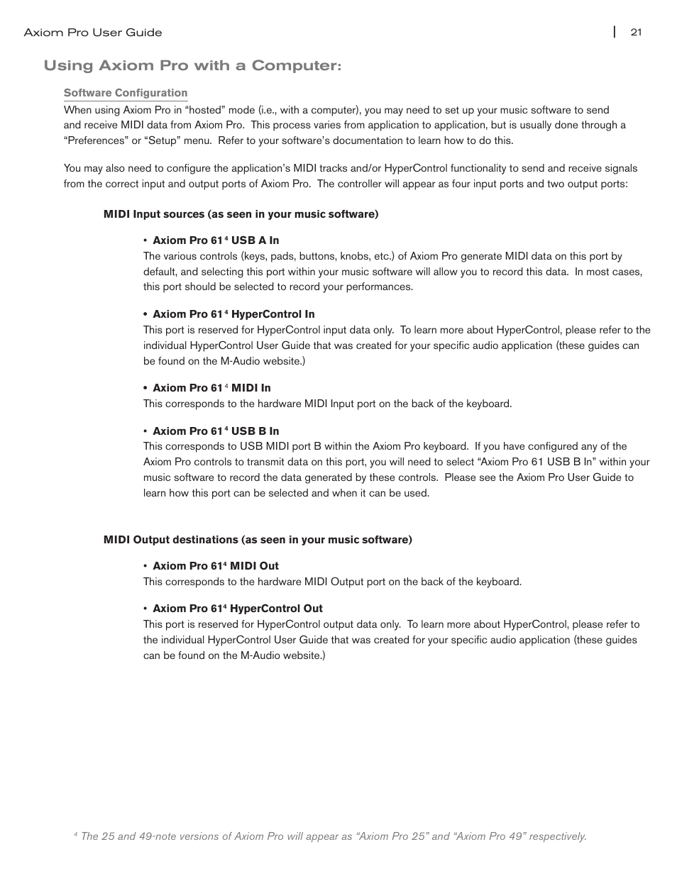 Using axiom pro with a computer, Using axiom pro with a computer 21 | M-AUDIO Axiom Pro User Manual | Page 22 / 75